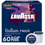 Lavazza Italian Roast K-Cup Pods – Bold Extra Dark Coffee for Home Office Focus, 60ct Single Serve