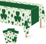 QZYL St. Patrick's Day Tablecloth – Green Shamrock Table Cover for Holiday Dining Room Centerpiece, Disposable 54 x 108 Inch