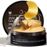 MIZON Snail Mucin & 24K Gold Under Eye Patches – K-Beauty Nightly Wind-Down Treatment for Dark Circles and Puffiness, 60 Pc