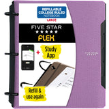 Five Star Flex Refillable Notebook + Study App for Library Note Organization, Refillable 1 Inch Binder with Flashcard App Sync