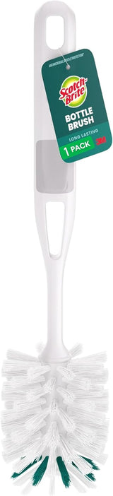 Scotch-Brite Glass and Water Bottle Brush – Self-Care Kitchen Essential for Clean Hydration Vessels, Slim 13-Inch Bottle Cleaner