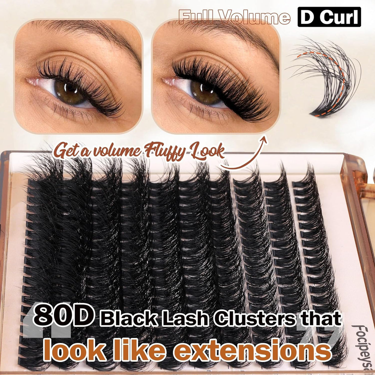 Focipeysa D Curl Lash Cluster System – Simple Strip-Lash Replacement for the Intentional Beauty Drawer, No Extra Purchases Required