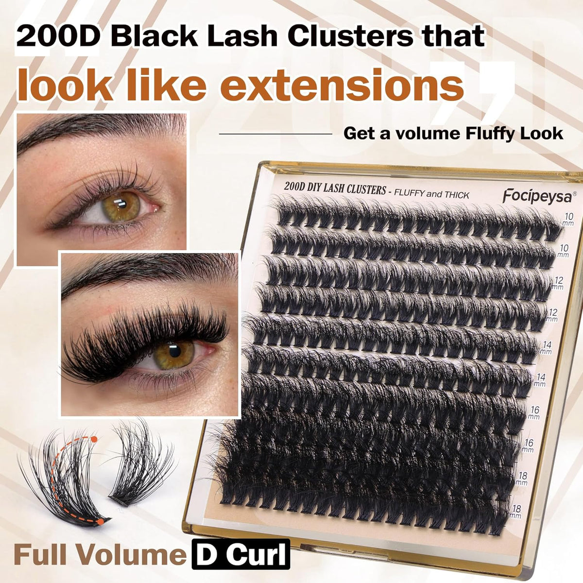 Focipeysa Lash Cluster Kit – Thoughtful Birthday Gift for Her, All-in-One DIY Lash Extension Set with Bond Remover and Tweezers