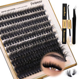 Focipeysa Lash Cluster Kit – Thoughtful Birthday Gift for Her, All-in-One DIY Lash Extension Set with Bond Remover and Tweezers