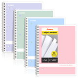 SUNEE Spiral Notebooks College Ruled, 4-Pack Pastel Set, 3-Hole Punched for Office Note-Taking and Binder Filing