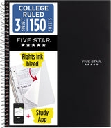 Five Star Spiral Notebook + Study App for Focused Study Sessions and Organized Multi-Subject Note-Taking