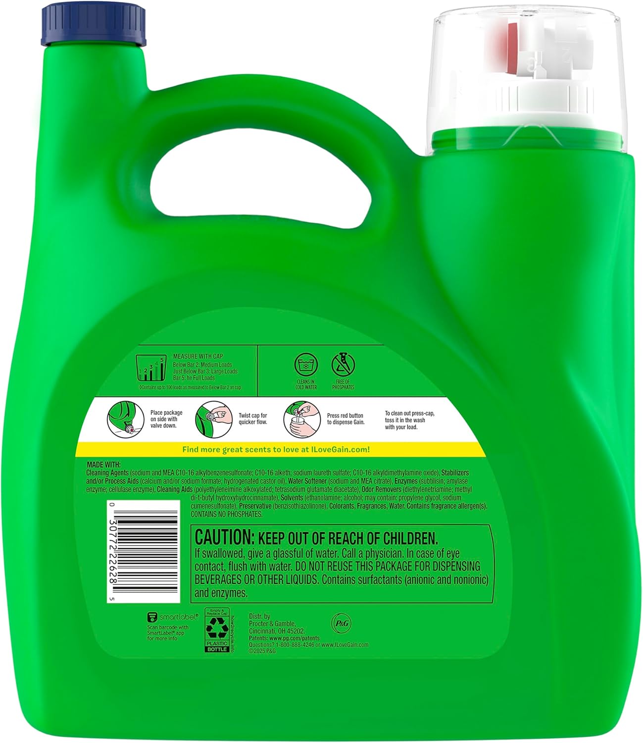 Gain Liquid Laundry Detergent Odor Defense Hibiscus Hula Scent for Bath Towel Refresh, 100-Load Wellness Laundry Routine
