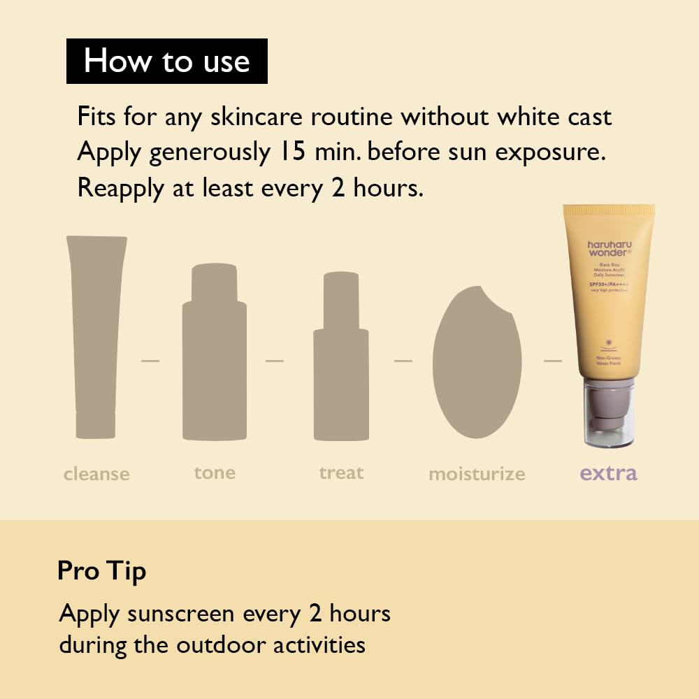 Haruharu Wonder Black Rice Moisture Airyfit Daily Sunscreen for Patio Days and Outdoor Walks, Travel-Size Hydrating SPF 50