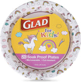 Glad for Kids Unicorn Disposable Paper Plates – Child-Safe Party Plates for Kids Birthday Tables, Soak-Proof and Microwave Safe, 8.5 Inch, 20 Count