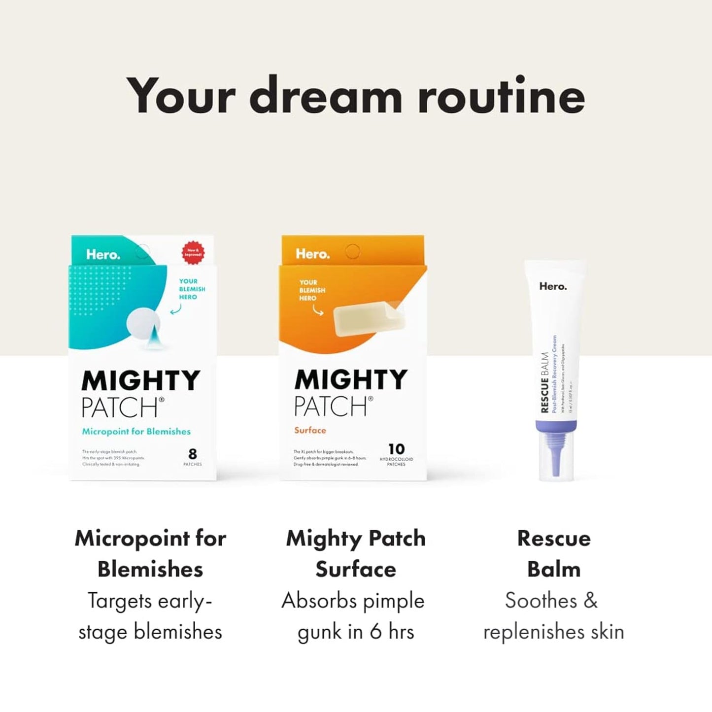 Hero Cosmetics Mighty Patch Surface XL Pimple Patches for Cystic Breakouts — Overnight Skin-Calming Ritual for Face and Body