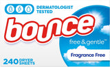 Bounce Free & Gentle Dryer Sheets for Baby Clothes – Dermatologist-Tested, Dye-Free Softener for the Nursery