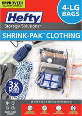 Hefty Shrink-Pak Vacuum Storage Bags for Intentional Living, Compress Winter Clothing in a Clean Closet