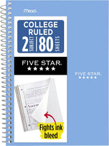 Five Star Spiral Notebook 2 Subject – Clean Simple 6 x 9.5 Notebook for Intentional Note Taking