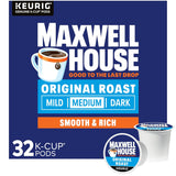 Maxwell House Original Roast K-Cup Coffee Pods for Home Office Focus, Quick Mid-Day Brew Without Measuring Grounds