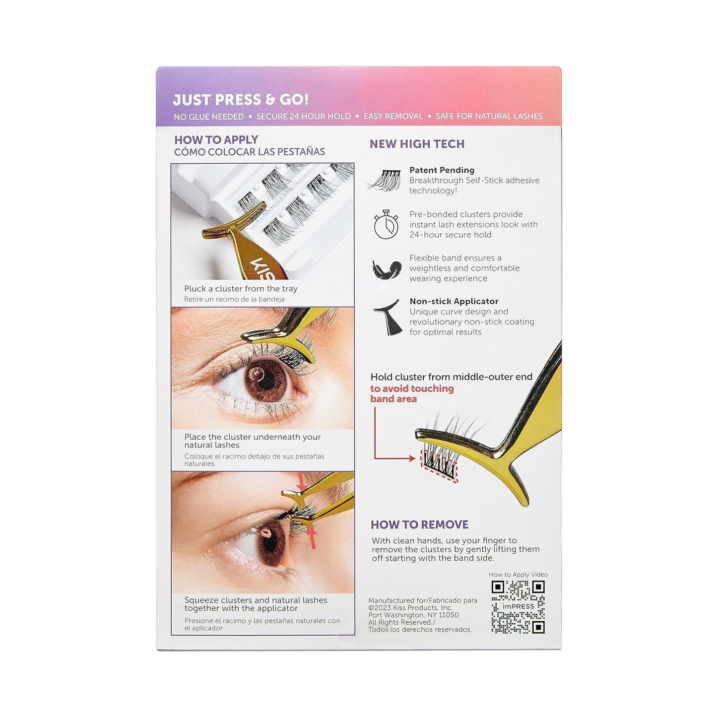 KISS imPRESS Falsies Pre-Bonded Lash Clusters – Hypoallergenic No-Glue False Lashes for Allergy-Prone Eyes