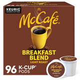 McCafe Breakfast Blend K-Cup Coffee, Light Roast Pods for Focused Home Office Brewing, 96 Count