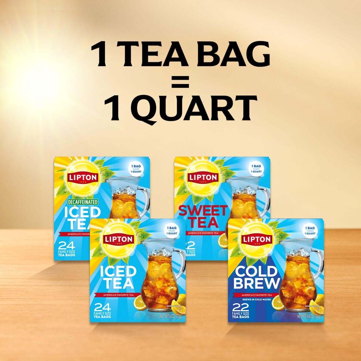 Lipton Southern Sweet Iced Tea Bags – Zero Calorie Family Size Brew for Mindful Daily Hydration and Clean Eating, 132 Count