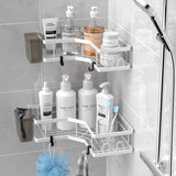 AKTECKE Corner Shower Caddy for Minimalist Apartment Bathrooms, 2-Pack No-Drill Stainless Steel Storage