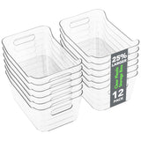 Tiawudi 12 Pack Clear Storage Bins – Home Office Desktop Organizer, Cable and Stationery Sorting for Focused Work Sessions