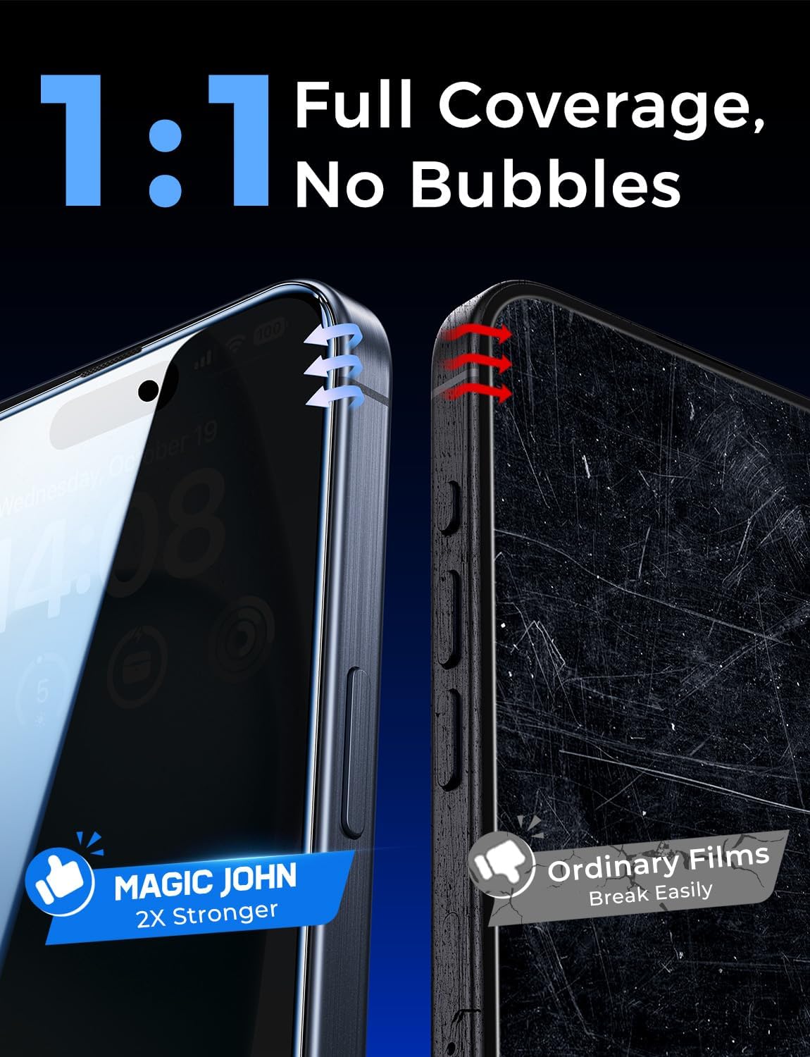 MAGIC JOHN Auto Dust-Elimination Screen Protector iPhone 15 6.1 – Safe DIY Install with 180-Day Replacement Warranty for First-Time Users