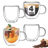 Mfacoy Insulated Espresso Cup Set – Premium Christmas Gift for Coffee Lovers, 5 oz Glass Mugs with Handle