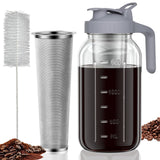 Two-Ingredient Cold Brew Pitcher 64oz – Effortless Brewing with No Paper Waste or Extra Parts