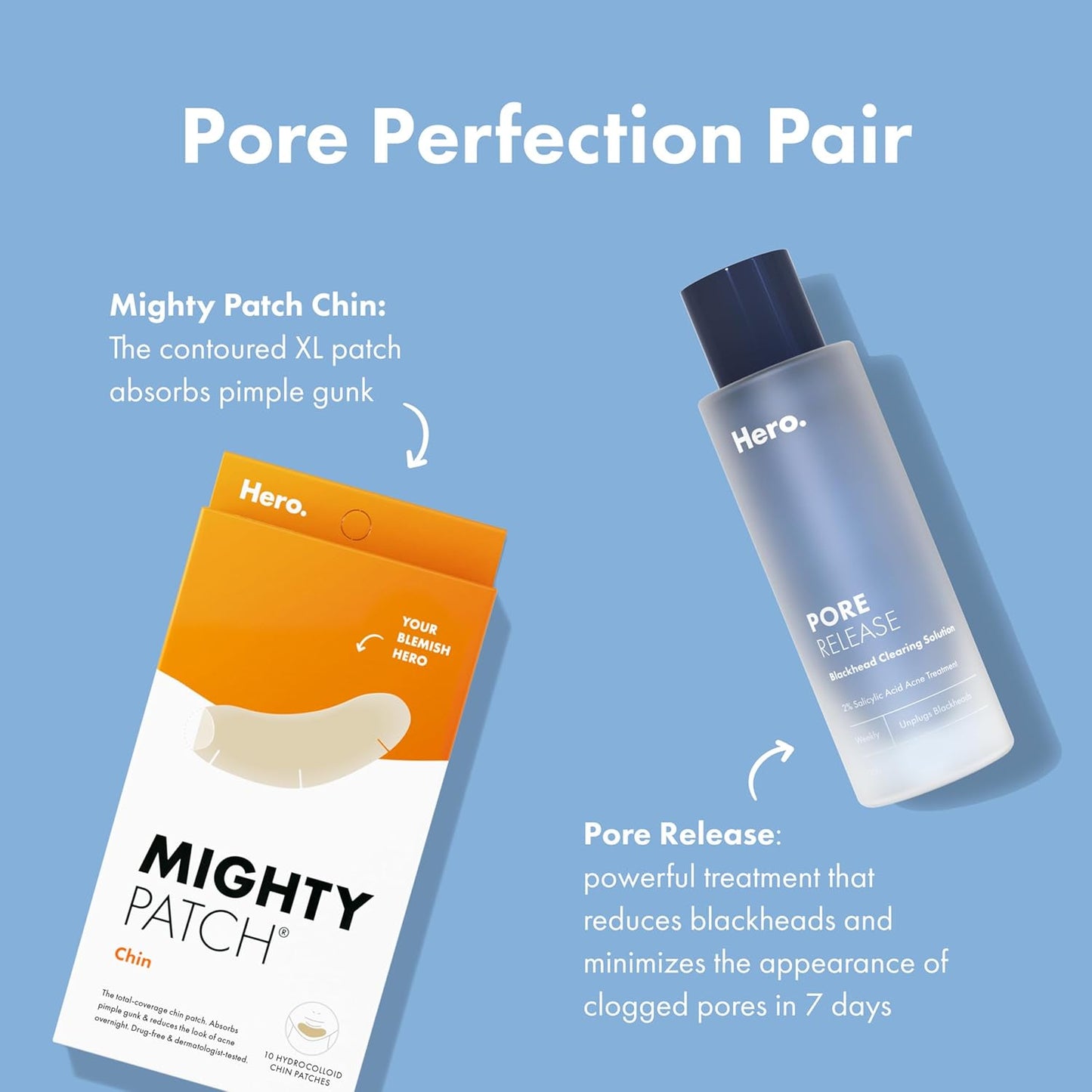 Mighty Patch Hero Cosmetics Chin Patch - XL Hydrocolloid Blemish Patch for Mindful Nightly Skincare Ritual and Self-Care Wind-Down