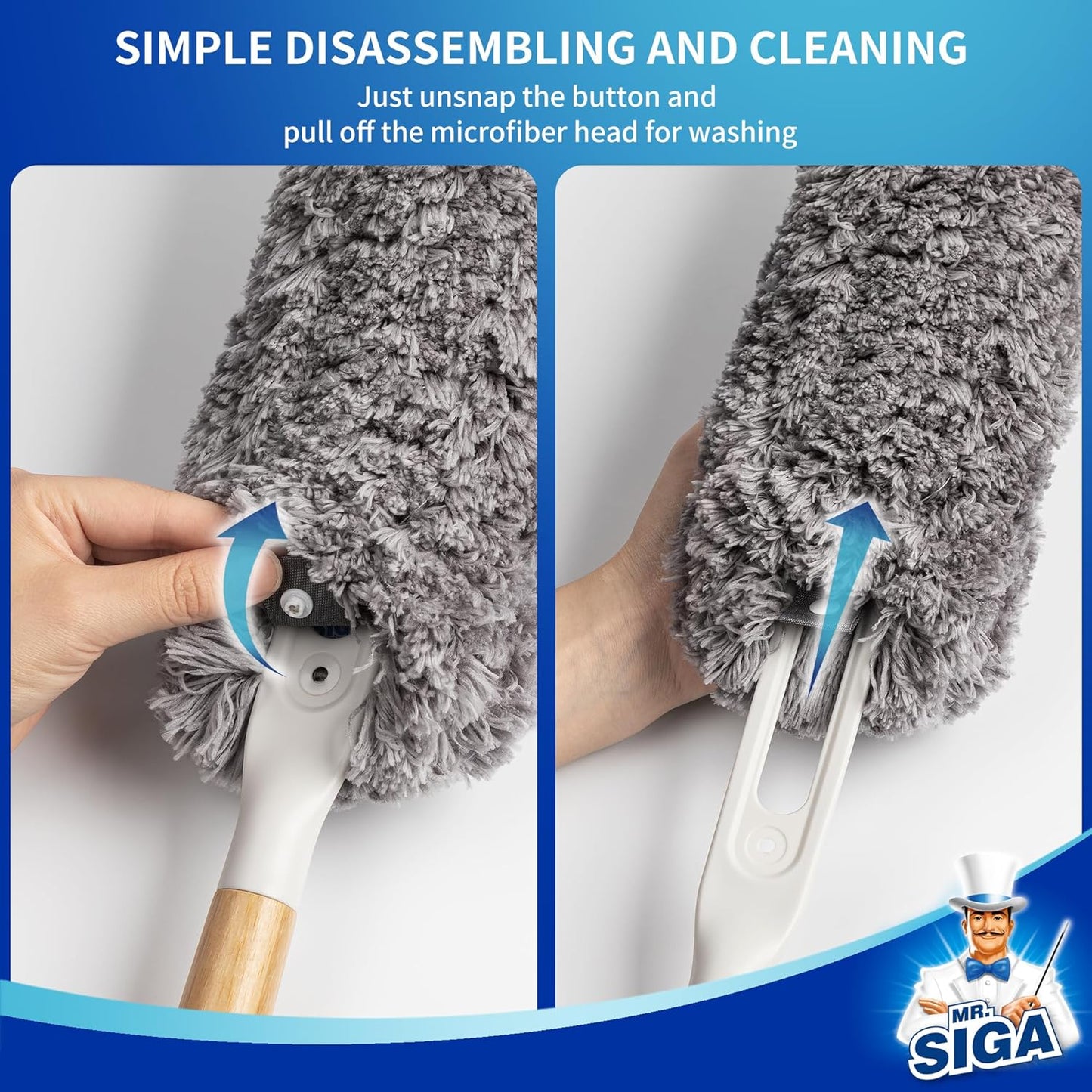 MR.SIGA Washable Duster with Bamboo Handle – Productivity Boost for Workstation and Study Desk Tidying