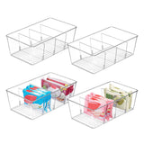 Vtopmart Crystal Clear 4 Compartment Pantry Organizer Bins for Clutter Free Kitchen Cabinets, Minimalist Packet Storage