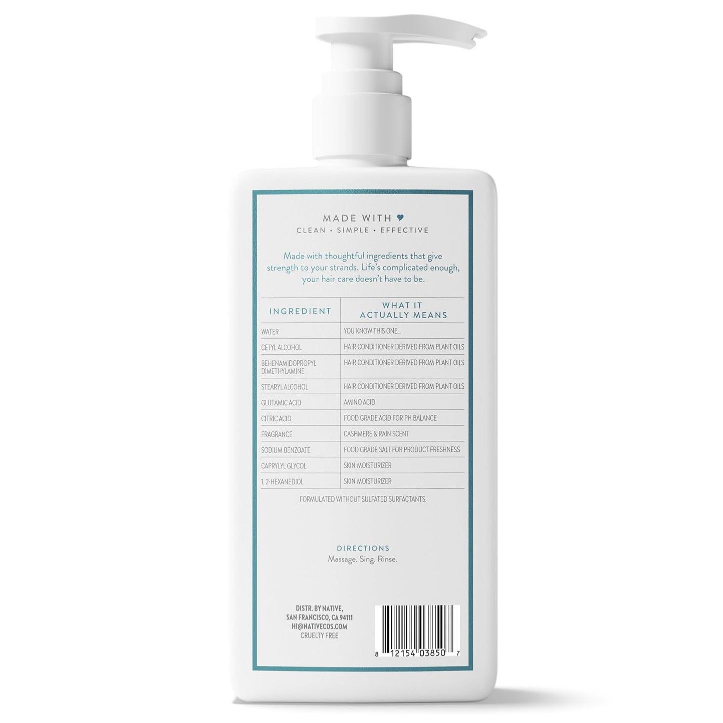 Native Strengthening Conditioner Cashmere & Rain 16.5 fl Oz – Thoughtful Birthday Gift for Women Who Love Clean Beauty and Self-Care