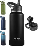 CIVAGO 32 oz Insulated Stainless Steel Water Bottle for Kids Lunchboxes and Backpacks