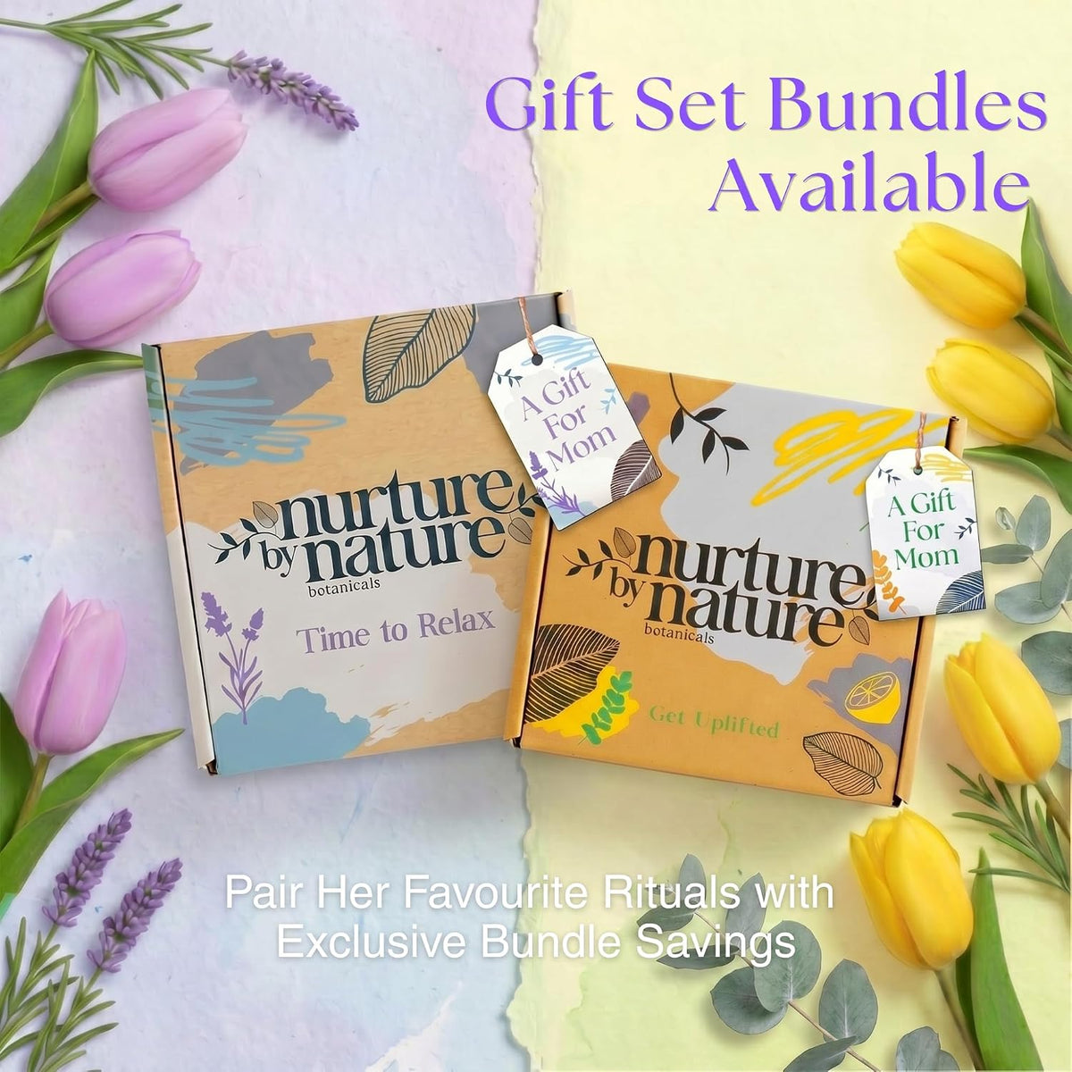 Nurture by Nature Spa Gift Baskets Wellness Collection – Soak, Exfoliate & Mist Ritual for a Calmer Night