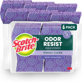 Scotch-Brite Odor Resist Non-Scratch Scrub Sponge – Family-Safe Antibacterial Kitchen Sponges for Daily Dishwashing