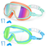 Seago Swim Goggles 2 Pack – Colorful Birthday Gift for Kids, Anti-Fog UV Protection Goggles for Summer Fun