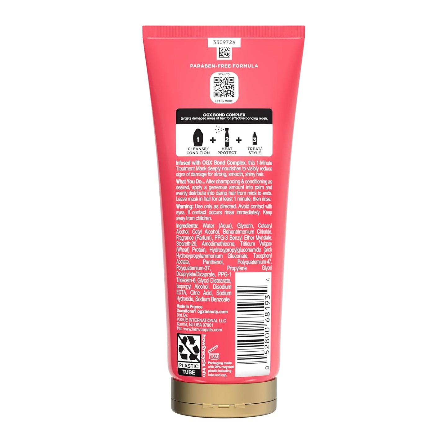 OGX Bond Protein Repair 1-Minute Treatment Mask – Fast Weekday Hair Fix for Working Parents