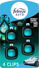 Febreze Car Air Freshener Vent Clip – Thoughtful Stocking Stuffer and Birthday Gift for Car Owners, Unstopables Fresh Scent, 4 Count