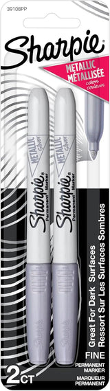 Sharpie Metallic Permanent Markers, Fine Point, Silver – AP Non-Toxic Art Pens for Kids 6+, Safe Classroom and Craft Room Supplies, 2 Count