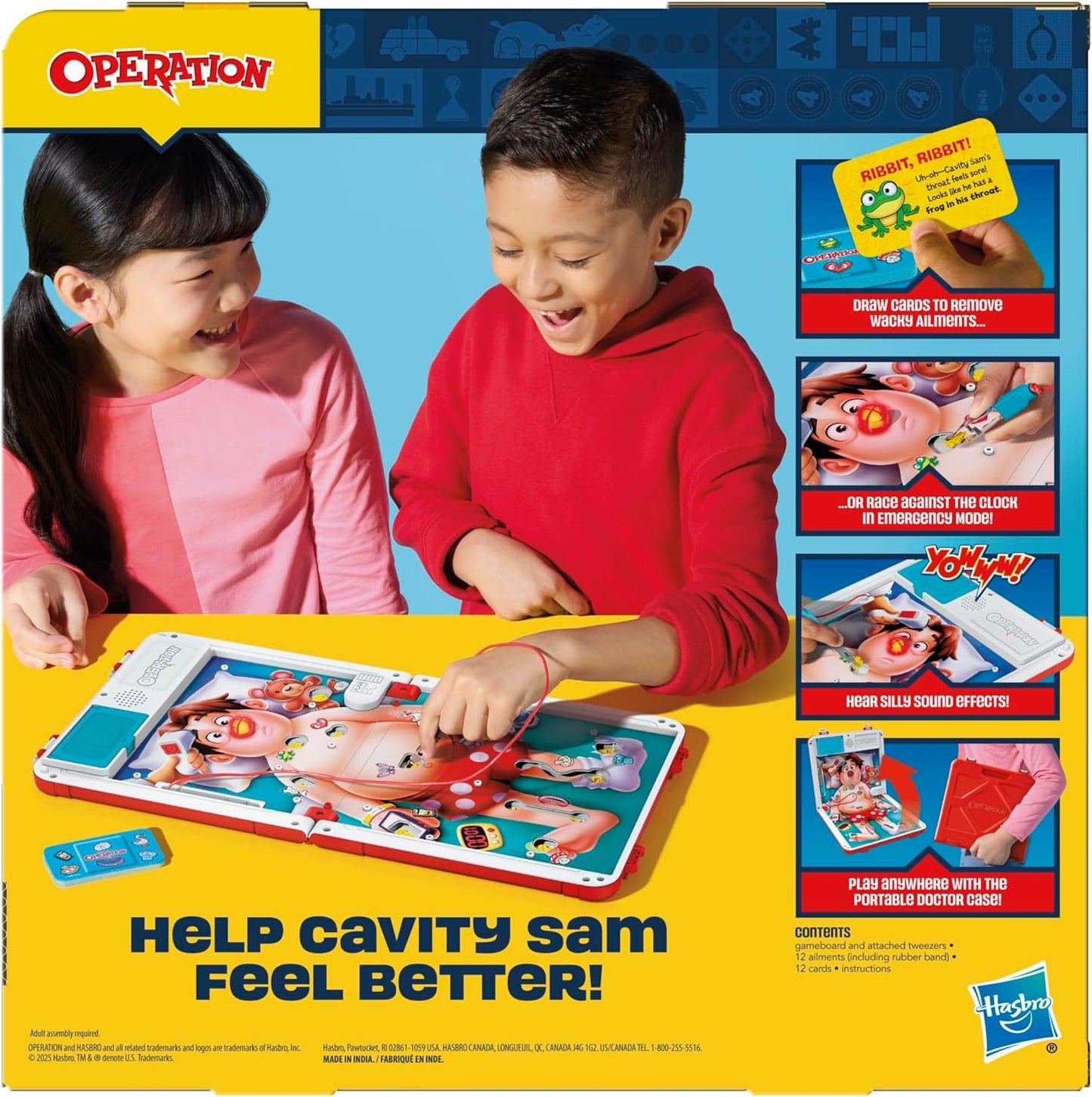 Operation Classic Kids Game for Playroom and Bedroom – Safe Battery-Powered Family Fun with Storage Case