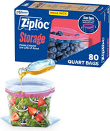Ziploc Quart Food Storage Bags with Stand-Up Bottom – Weekly Meal Prep and Lunch Portioning for Busy Schedules