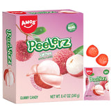 AMOS Peelerz Gummy Candy – Lunchbox Snack for Kids Ages 3+, Gluten-Free Real Fruit Juice Mini Pouches, 8.47oz Box with 10 Packs