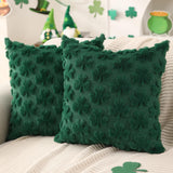 DFXSZ St Patricks Day Pillow Covers 18x18 Set of 2 Soft Plush Faux Fur Shamrock Throw Pillows Green Holiday Accent for Living Room Sofa Bedroom Decor
