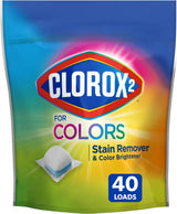 Clorox 2 for Colors Packs – Stain Remover for Kids Clothes and Playroom Laundry, 40 Count Fresh Linen
