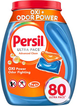 Persil Ultra Pacs Advanced Clean Oxi+Odor Power Laundry Detergent for Apartment Laundry Closets and HE Washer Efficiency, 60 Count