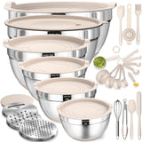 26-Piece Mixing Bowl Set – Streamlined Stainless Steel Storage for Small Spaces
