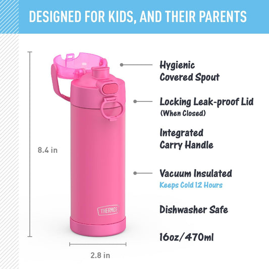 push-button flip-top lid with hygienically covered spout