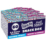 Welch's Fruit Snacks Mixed Fruit & Berries 'N Cherries – Gluten Free Kids Snack Pack for School Lunches and Classroom Treats, 0.8 oz Single Serve Bags (60 Count)