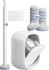 Disposable Toilet Cleaning System - Streamlined Wand and Wall Caddy for Uncluttered Half Bath Storage