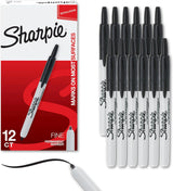 Sharpie Retractable Permanent Markers Fine Point Black 12 Pack Office Desk Productivity Essential for File Folders and Shipping Labels