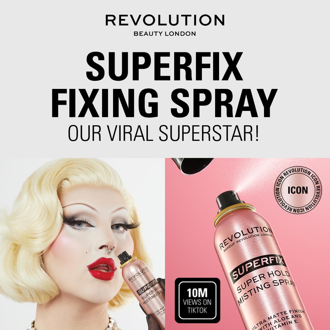 Revolution Beauty London Superfix Misting Makeup Setting Spray – Calming Self-Care Ritual for Oily Skin, Ultra-Matte Shine Control