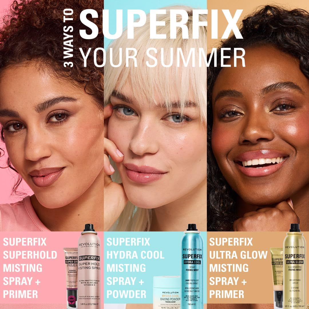 Revolution Superfix Hydra Cool Prep + Fix Mist – Bedtime Skincare Ritual Hydrating Face Spray, Aloe Vera & Coconut Water, 5.7 oz